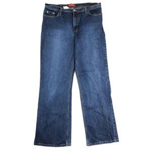 Zena Womens Straight Leg Jeans Medium Wash Denim High Rise Cotton Blend Size 14